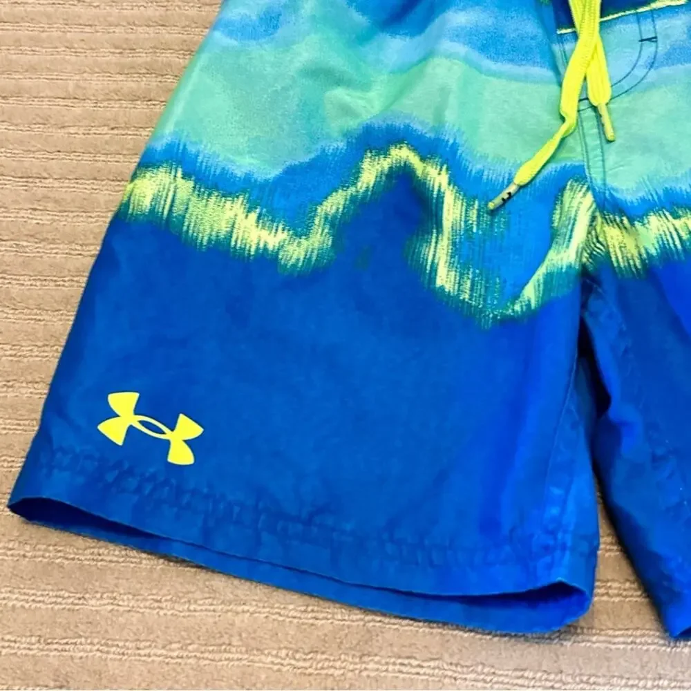 Under Armour Blue and Green Kids Swim Shorts - Picture 4 of 4